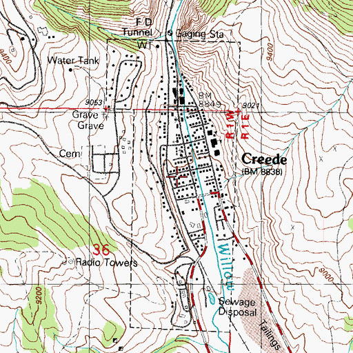 Topographic Map of Creede, CO