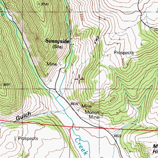 Topographic Map of Monon Mine, CO