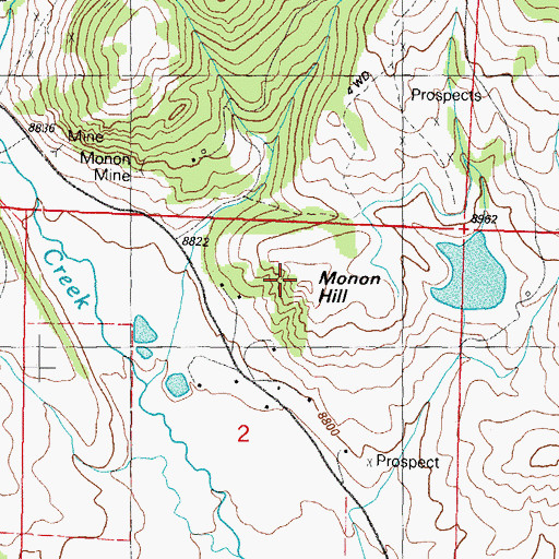 Topographic Map of Monon Hill, CO