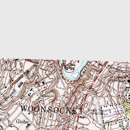 Topographic Map of Woonsocket Falls, RI
