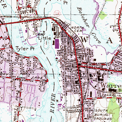 Topographic Map of Sowams (historical), RI