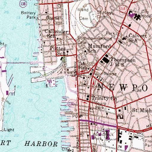 Topographic Map of Brick Market Place, RI