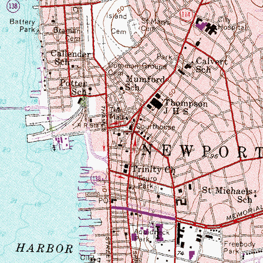 Topographic Map of Washington Square, RI