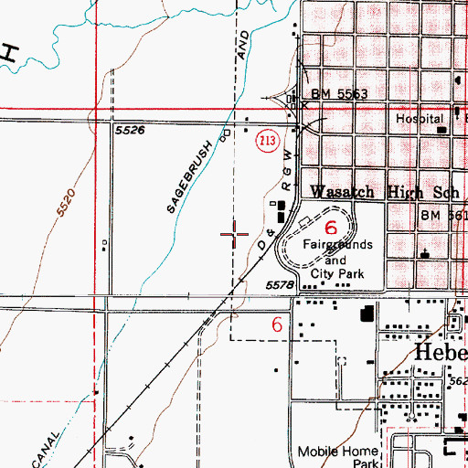 Topographic Map of Heber Valley Railroad Depot, UT