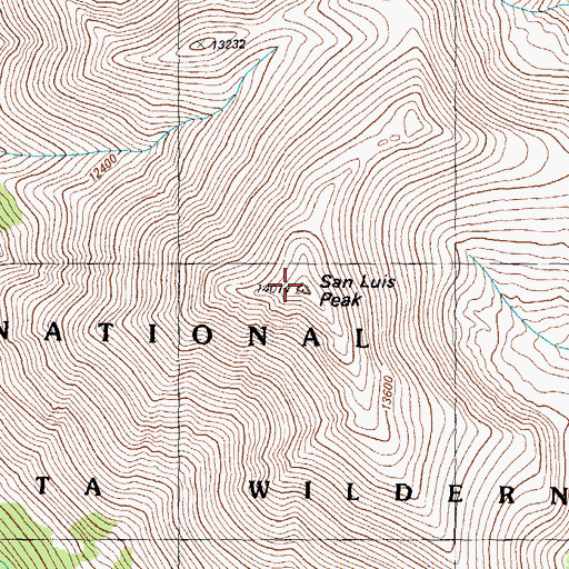 Topographic Map of San Luis Peak, CO