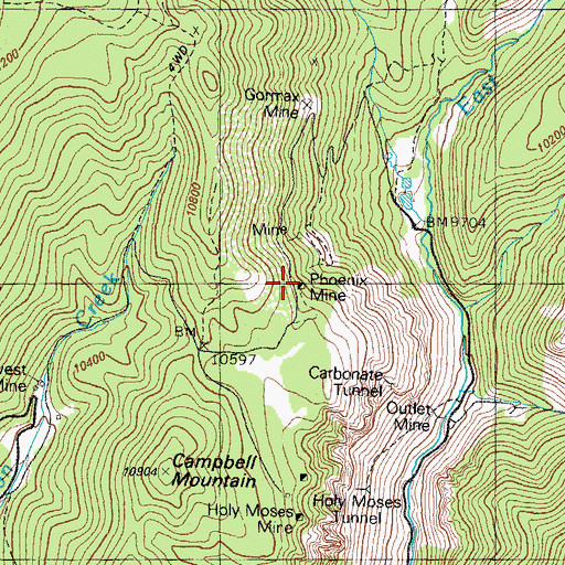 Topographic Map of Phoenix Mine, CO