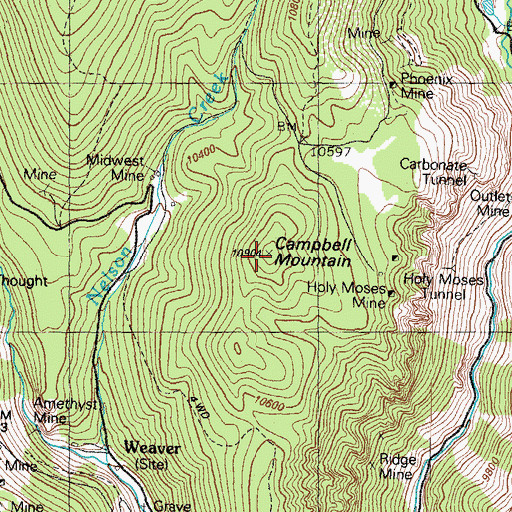 Topographic Map of Campbell Mountain, CO