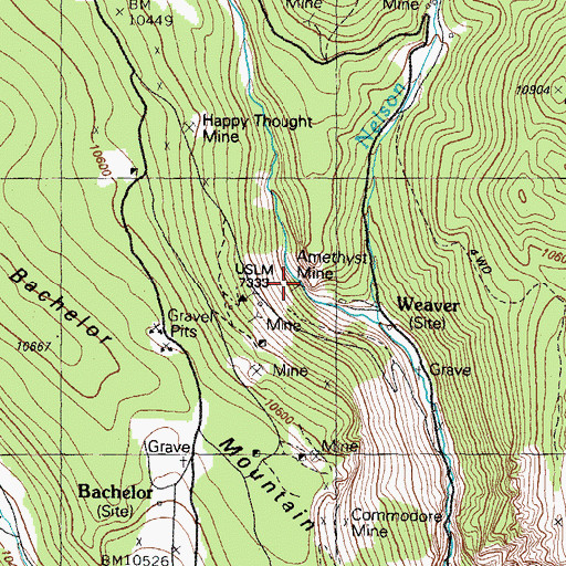 Topographic Map of Amethyst Mine, CO