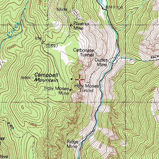 Topographic Map of Holy Moses Mine, CO