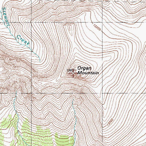 Topographic Map of Organ Mountain, CO