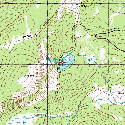 Topographic Map of Hunters Lake, CO