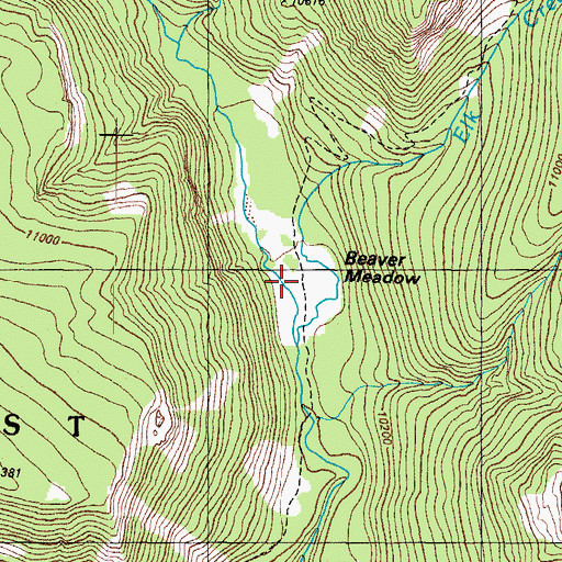 Topographic Map of Beaver Meadow, CO