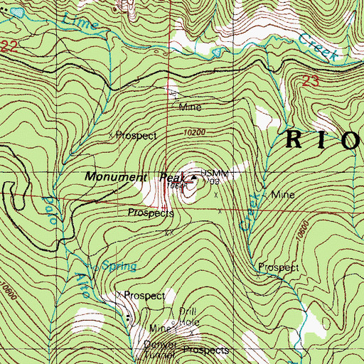Topographic Map of Monument Peak, CO