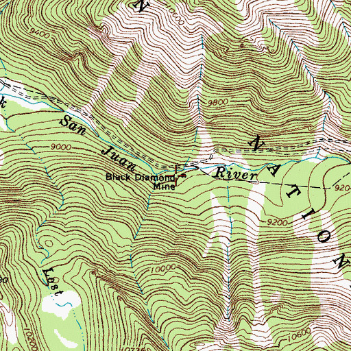 Topographic Map of Black Diamond Mine, CO