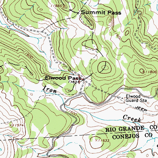 Topographic Map of Elwood Pass, CO