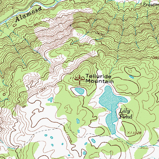 Topographic Map of Telluride Mountain, CO