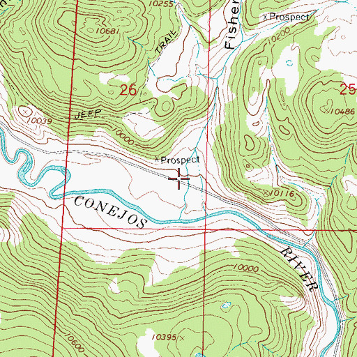 Topographic Map of Fisher Gulch, CO