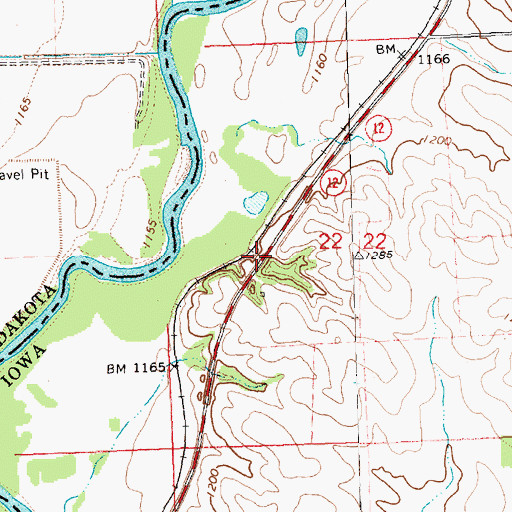 Topographic Map of Highway Twelve Rest Area, IA