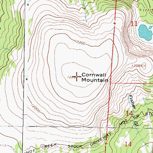 Topographic Map of Cornwall Mountain, CO