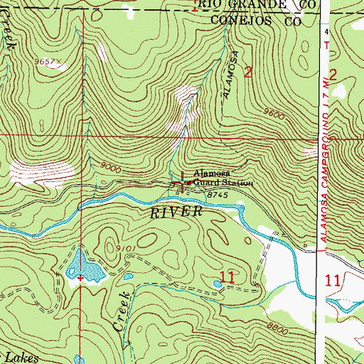 Topographic Map of Alamosa Guard Station, CO