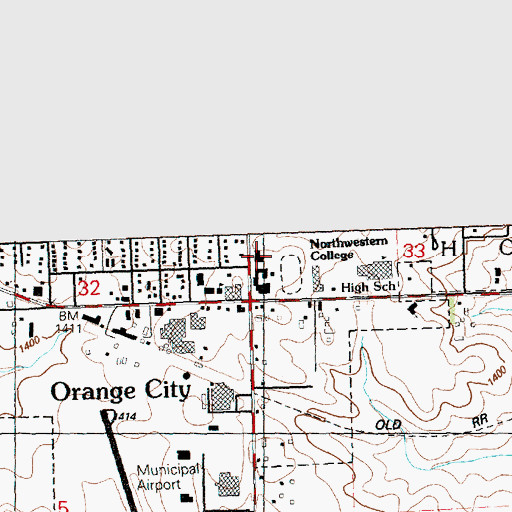 Topographic Map of Hospers Hall, IA