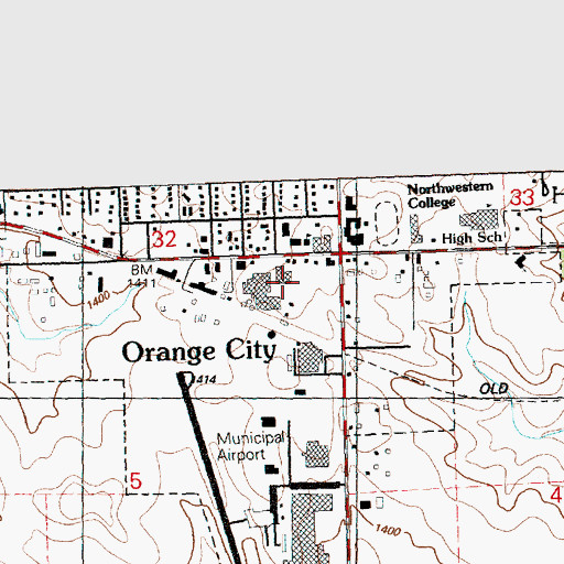 Topographic Map of DeWitt Center, IA