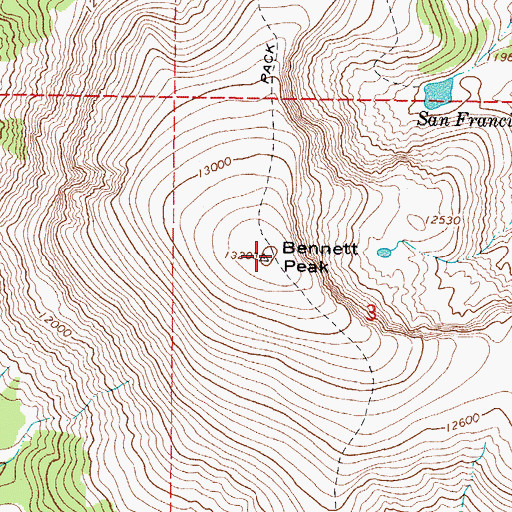 Topographic Map of Bennett Peak, CO