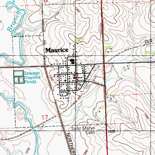 Topographic Map of Maurice Fire Department First Responders, IA