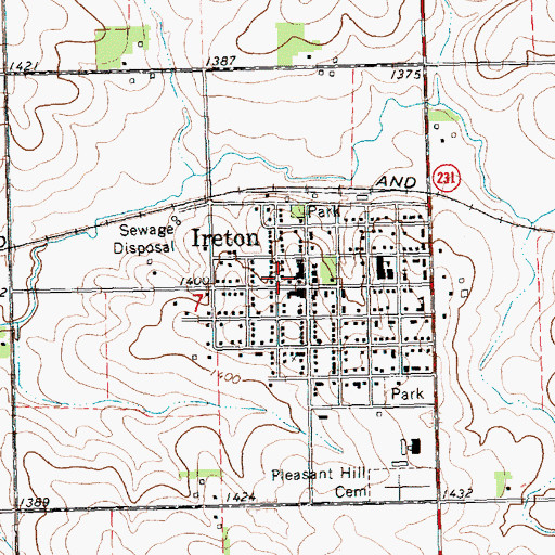 Topographic Map of Ireton Community Fire Department, IA