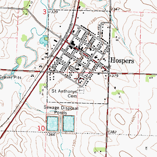 Topographic Map of Spalding Catholic School - Hospers Center, IA