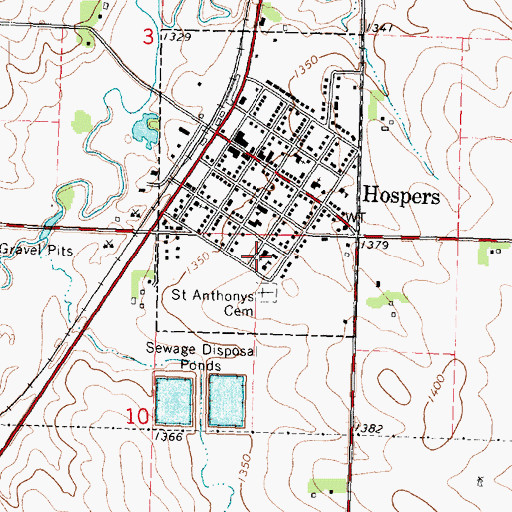Topographic Map of Saint Anthonys Church, IA