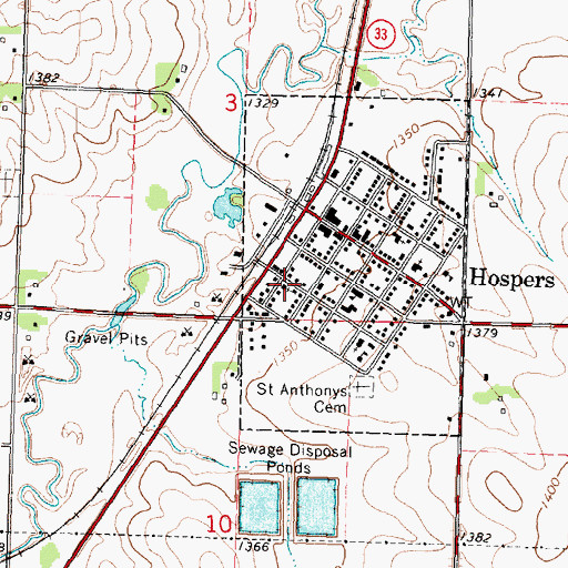 Topographic Map of Presbyterian Church, IA