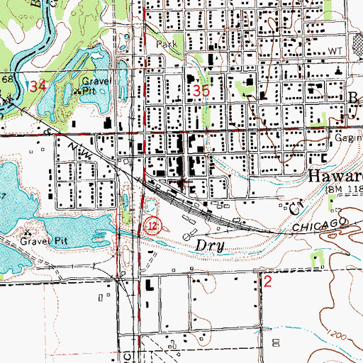 Topographic Map of Hawarden Feed and Grain Company Elevator, IA