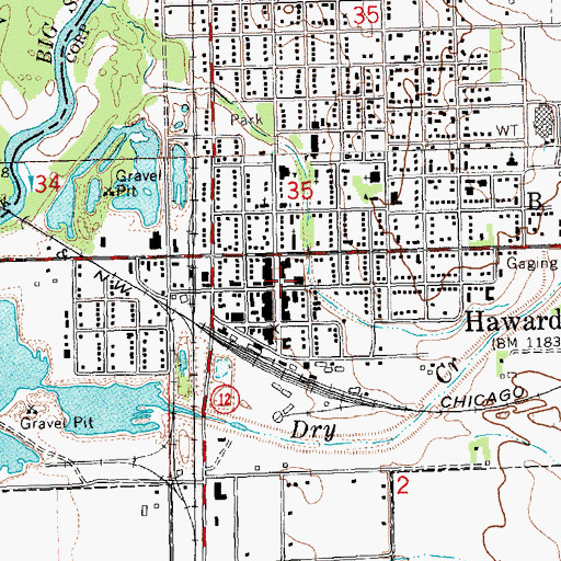 Topographic Map of Hawarden Post Office, IA
