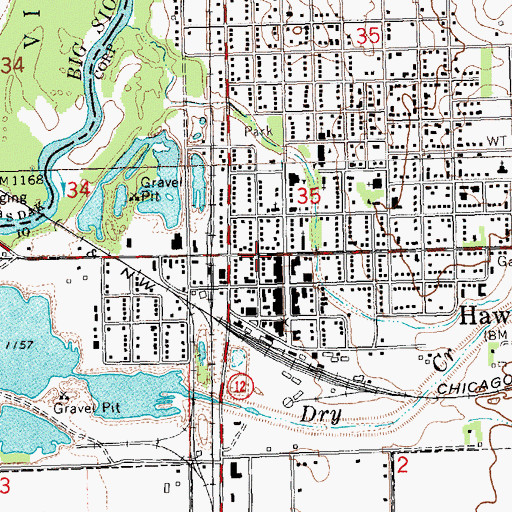 Topographic Map of Hawarden Family Medical Center, IA