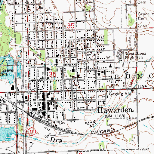 Topographic Map of Hawarden Family Practice Clinic, IA