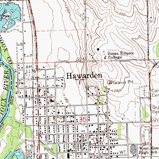Topographic Map of Hillcrest Health Care Center, IA