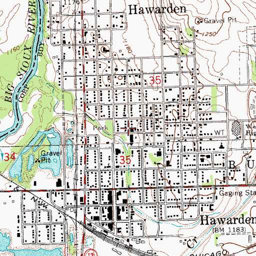 Topographic Map of Hawarden United Methodist Church, IA