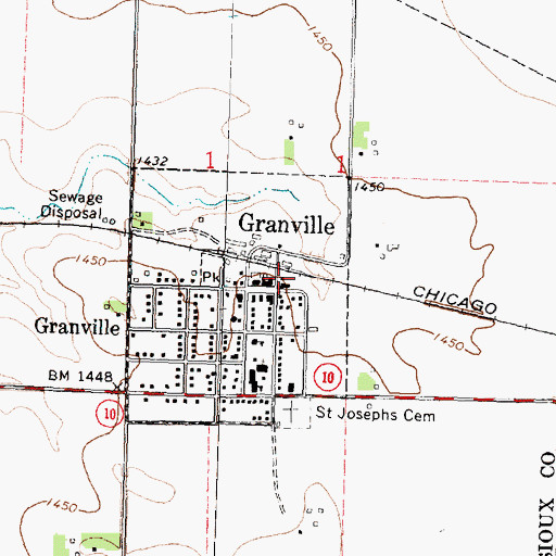 Topographic Map of Granville Post Office, IA