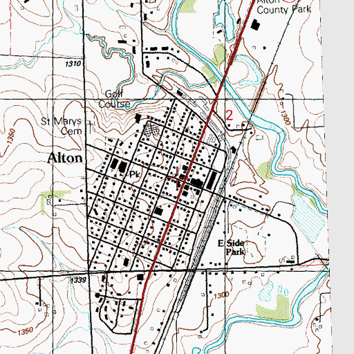 Topographic Map of Farmers Cooperative Company Elevator, IA