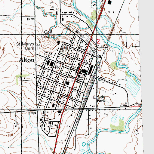 Topographic Map of Alton Volunteer Fire Department, IA