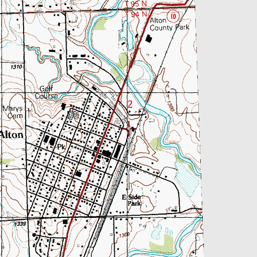 Topographic Map of Midwest Farmers Cooperative Elevator, IA