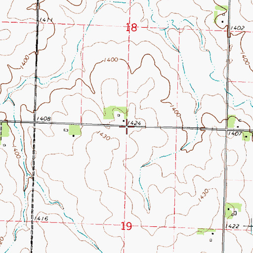 Topographic Map of Farmer Cooperative Elevator, IA
