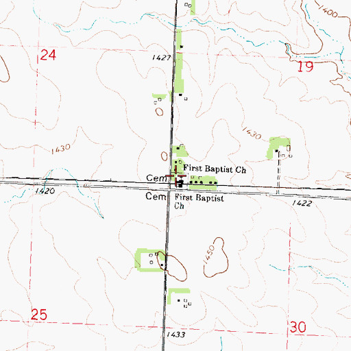 Topographic Map of First Baptist Church Cemetery, IA