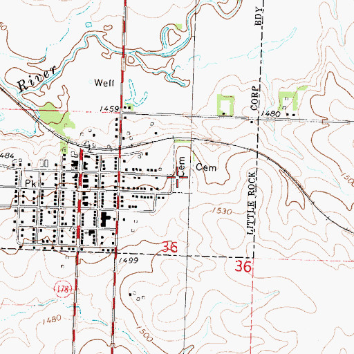 Topographic Map of Pleasant View Cemetery, IA