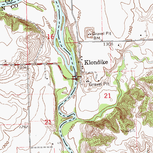 Topographic Map of Klondike River Access, IA