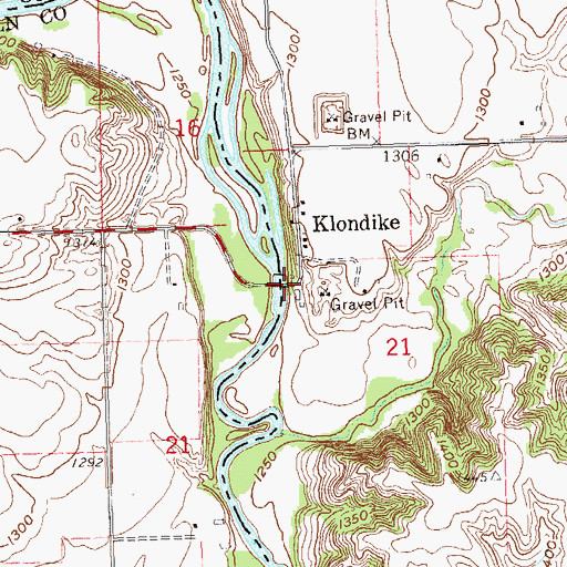 Topographic Map of Klondike Bridge, IA