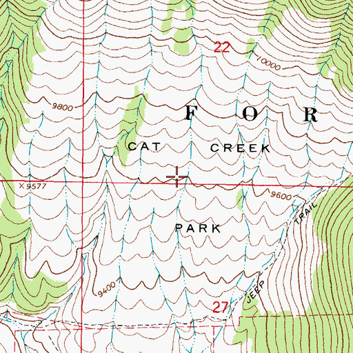 Topographic Map of Cat Creek Park, CO