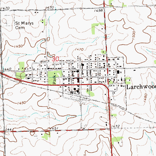 Topographic Map of Larchwood Fire Station, IA