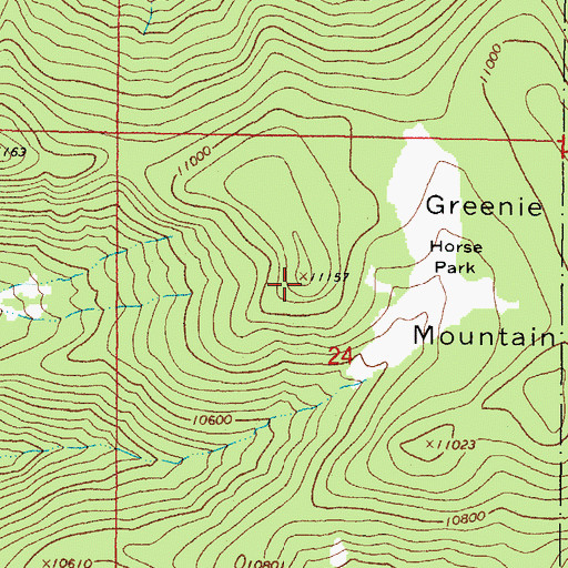 Topographic Map of Greenie Mountain, CO